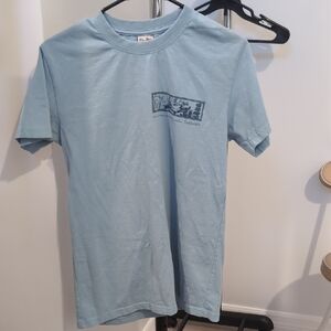 Powder Blue Crew Neck Short Sleeve Tees with Graphic
